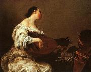 Giuseppe Maria Crespi Frau spielt Laute oil painting artist